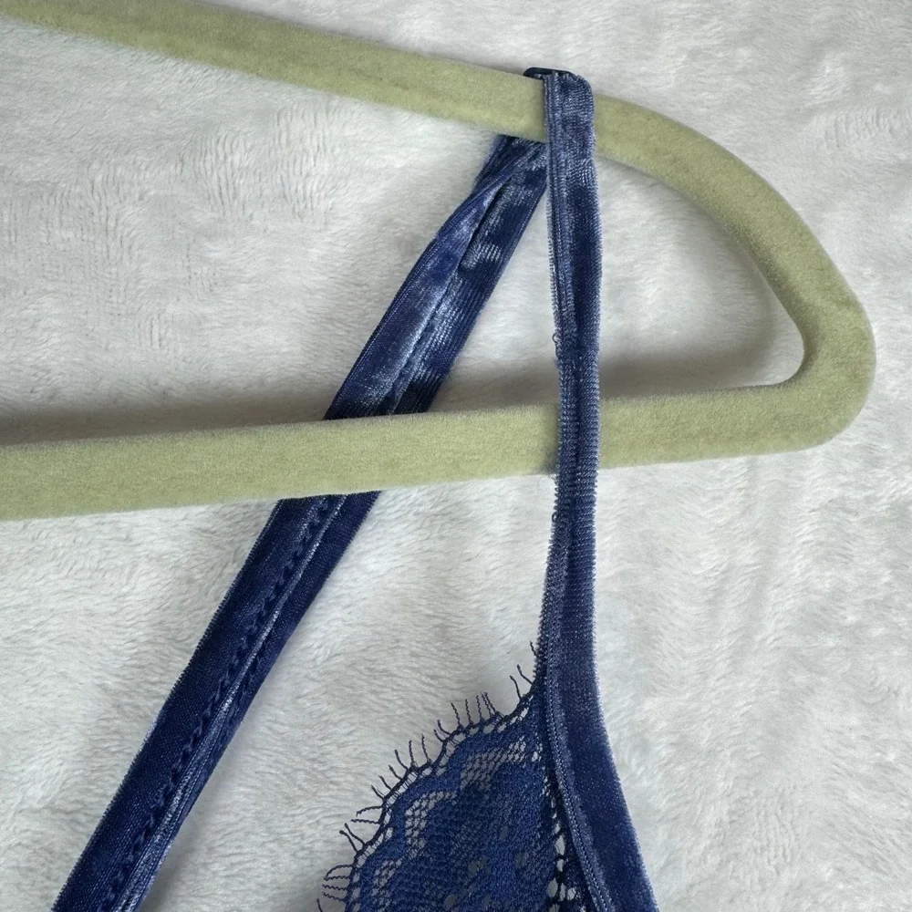 Cacique Sleep‎ Blue Velvet Lace Trim Cami Pajama Tank Top Plus Size 26 28 - Picture 6 of 8